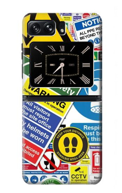 W3960 Collage d'autocollants de signalisation de sécurité Etui Coque Housse et Flip Housse pour Motorola Moto Razr 2022