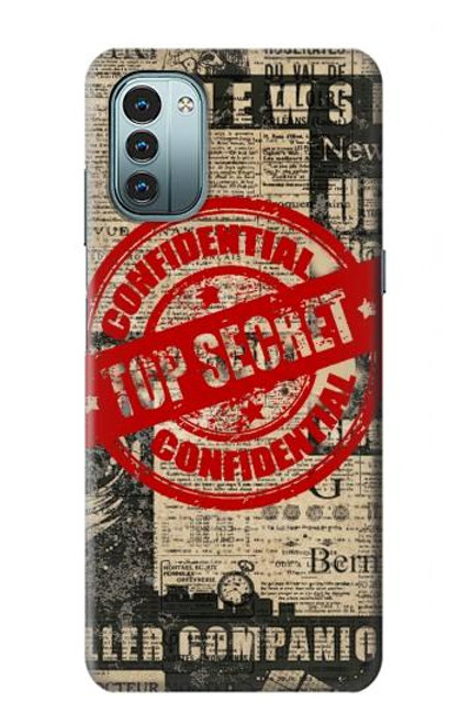 W3937 Texte Top Secret Art Vintage Etui Coque Housse et Flip Housse Cuir pour Nokia G11, G21