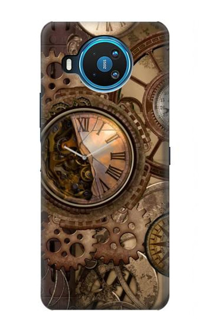 W3927 Boussole Horloge Gage Steampunk Etui Coque Housse et Flip Housse Cuir pour Nokia 8.3 5G