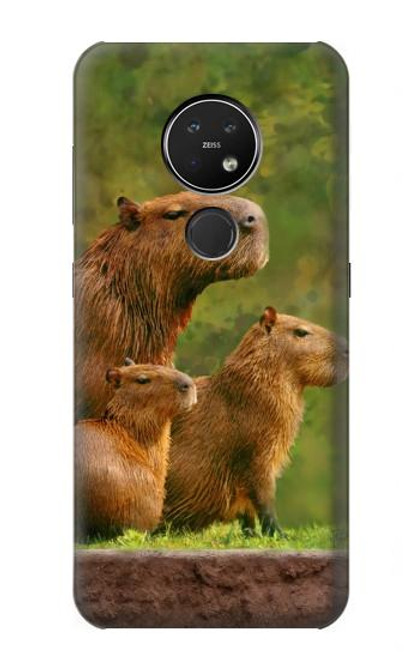 W3917 Cochon d'Inde géant de la famille Capybara Etui Coque Housse et Flip Housse Cuir pour Nokia 7.2