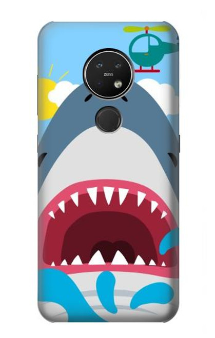 W3947 Caricature d'hélicoptère de requin Etui Coque Housse et Flip Housse Cuir pour Nokia 7.2