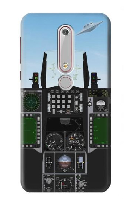 W3933 Avion de chasse OVNI Etui Coque Housse et Flip Housse Cuir pour Nokia 6.1, Nokia 6 2018