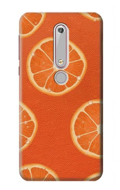 W3946 Motif orange sans couture Etui Coque Housse et Flip Housse Cuir pour Nokia 6.1, Nokia 6 2018