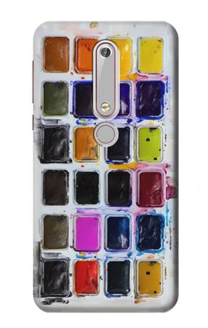 W3956 Graphique de boîte à palette aquarelle Etui Coque Housse et Flip Housse Cuir pour Nokia 6.1, Nokia 6 2018