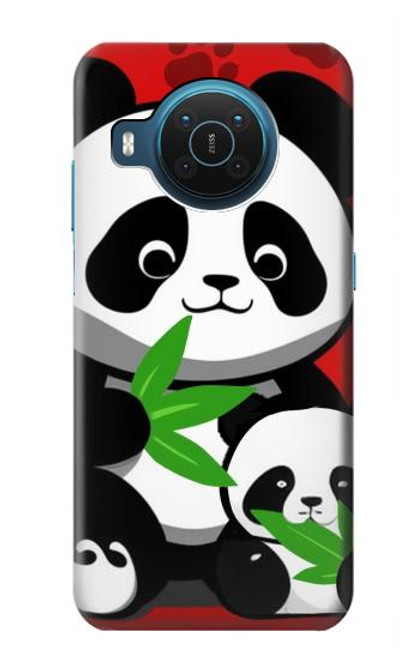 W3929 Panda mignon mangeant du bambou Etui Coque Housse et Flip Housse Cuir pour Nokia X20