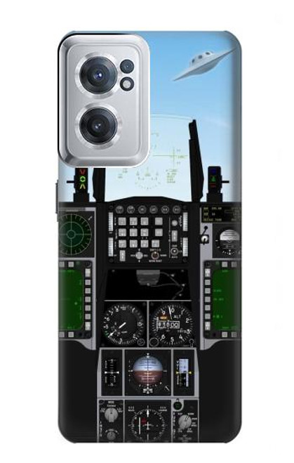 W3933 Avion de chasse OVNI Etui Coque Housse et Flip Housse Cuir pour OnePlus Nord CE 2 5G