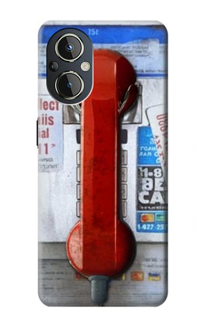 W3925 Collage Téléphone Public Vintage Etui Coque Housse et Flip Housse Cuir pour OnePlus Nord N20 5G