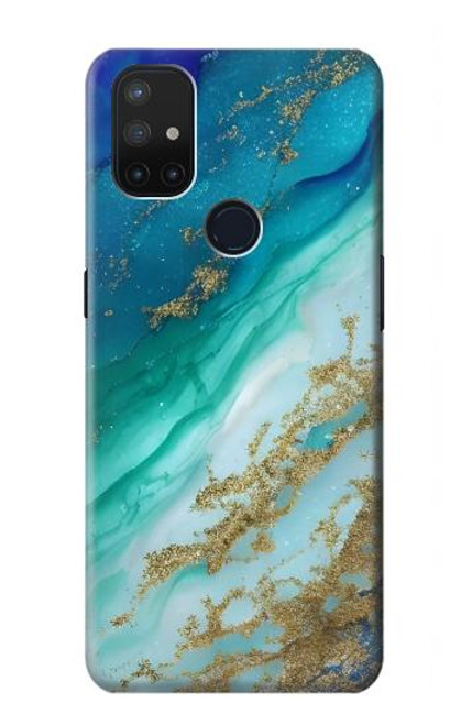 W3920 Couleur bleu océan abstrait émeraude mélangée Etui Coque Housse et Flip Housse Cuir pour OnePlus Nord N10 5G