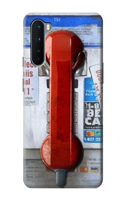 W3925 Collage Téléphone Public Vintage Etui Coque Housse et Flip Housse Cuir pour OnePlus Nord