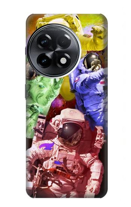 W3914 Galaxie colorée de costume d'astronaute de nébuleuse Etui Coque Housse et Flip Housse Cuir pour OnePlus 11R