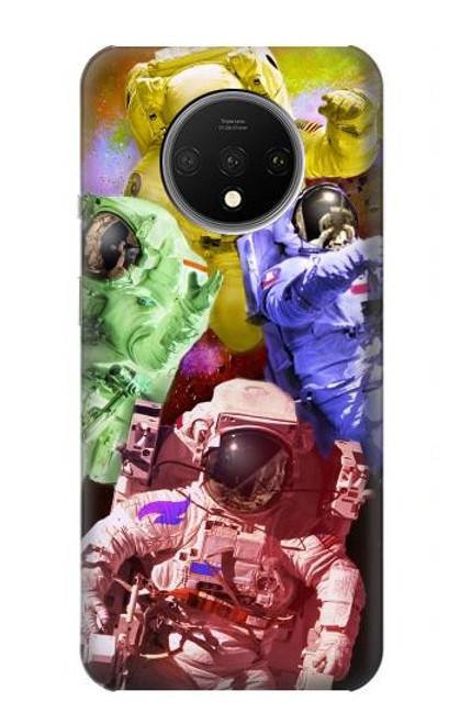 W3914 Galaxie colorée de costume d'astronaute de nébuleuse Etui Coque Housse et Flip Housse Cuir pour OnePlus 7T