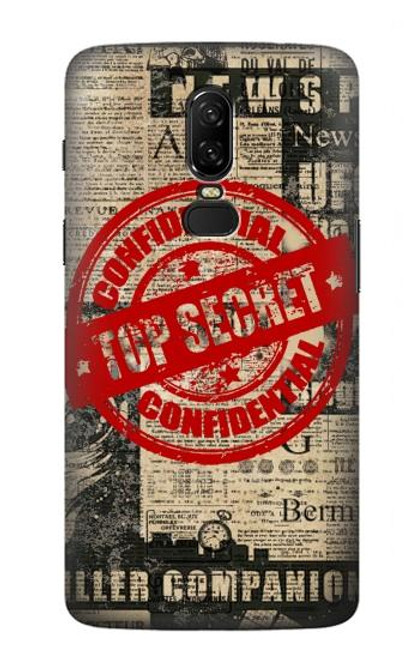 W3937 Texte Top Secret Art Vintage Etui Coque Housse et Flip Housse Cuir pour OnePlus 6