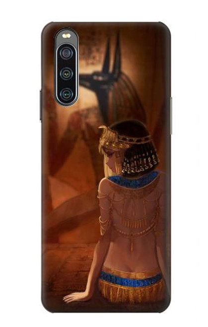 W3919 La reine égyptienne Cléopâtre Anubis Etui Coque Housse et Flip Housse Cuir pour Sony Xperia 10 IV