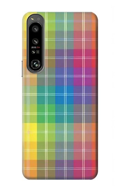 W3942 Tartan à carreaux arc-en-ciel LGBTQ Etui Coque Housse et Flip Housse Cuir pour Sony Xperia 1 IV