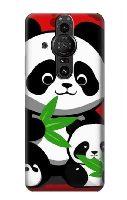 W3929 Panda mignon mangeant du bambou Etui Coque Housse et Flip Housse Cuir pour Sony Xperia Pro-I