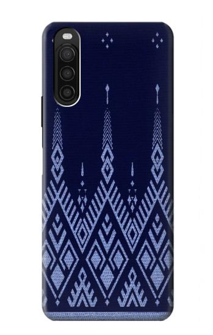 W3950 Motif textile thaïlandais bleu Etui Coque Housse et Flip Housse Cuir pour Sony Xperia 10 III