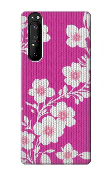 W3924 Fond rose fleur de cerisier Etui Coque Housse et Flip Housse Cuir pour Sony Xperia 1 III