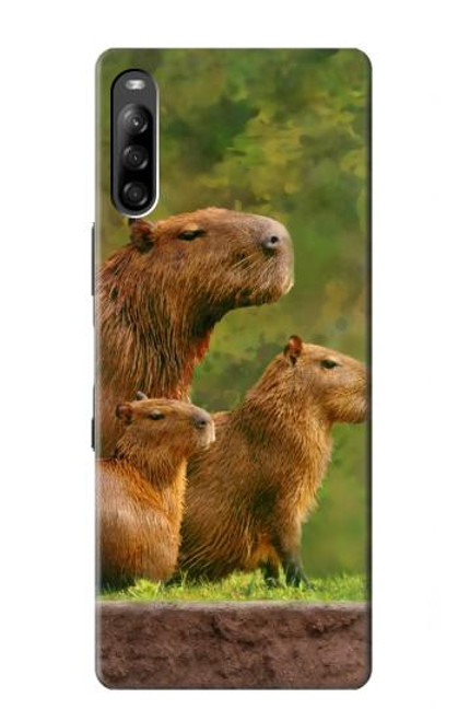 W3917 Cochon d'Inde géant de la famille Capybara Etui Coque Housse et Flip Housse Cuir pour Sony Xperia L4