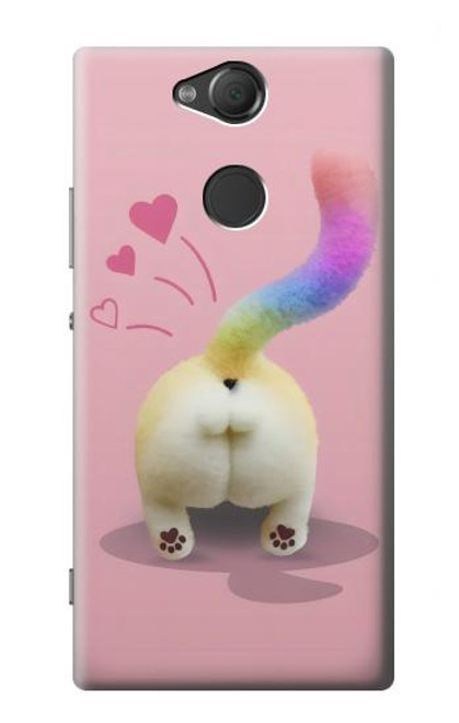 W3923 Queue d'arc-en-ciel de fond de chat Etui Coque Housse et Flip Housse Cuir pour Sony Xperia XA2