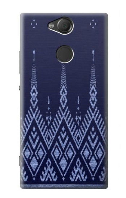 W3950 Motif textile thaïlandais bleu Etui Coque Housse et Flip Housse Cuir pour Sony Xperia XA2