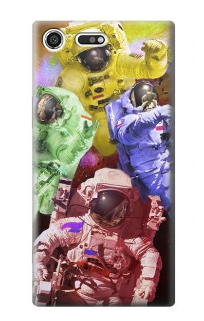 W3914 Galaxie colorée de costume d'astronaute de nébuleuse Etui Coque Housse et Flip Housse Cuir pour Sony Xperia XZ Premium