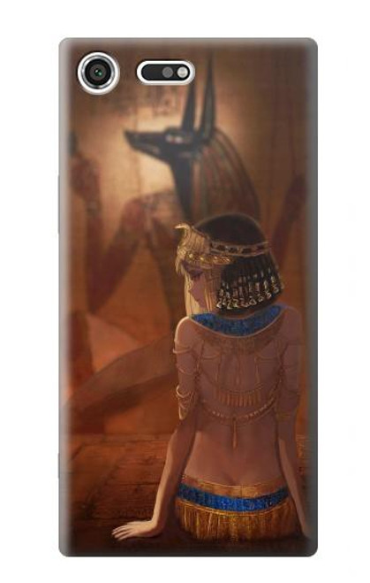 W3919 La reine égyptienne Cléopâtre Anubis Etui Coque Housse et Flip Housse Cuir pour Sony Xperia XZ Premium