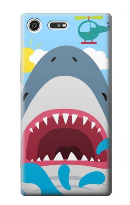 W3947 Caricature d'hélicoptère de requin Etui Coque Housse et Flip Housse Cuir pour Sony Xperia XZ Premium