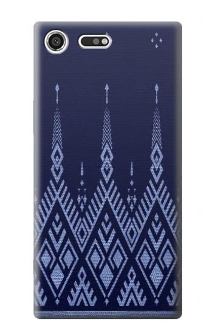 W3950 Motif textile thaïlandais bleu Etui Coque Housse et Flip Housse Cuir pour Sony Xperia XZ Premium