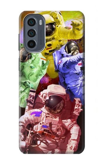 W3914 Galaxie colorée de costume d'astronaute de nébuleuse Etui Coque Housse et Flip Housse Cuir pour Motorola Moto G62 5G