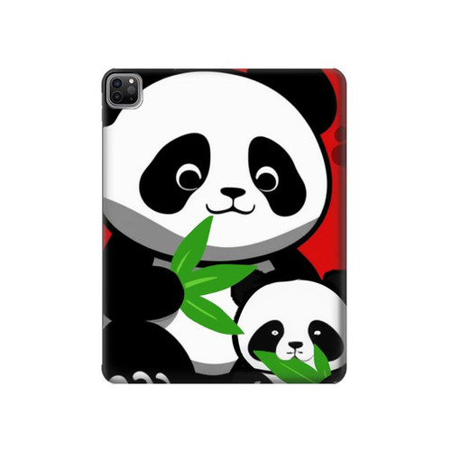 W3929 Panda mignon mangeant du bambou Tablet Etui Coque Housse pour iPad Pro 12.9 (2022, 2021, 2020, 2018), Air 13 (2024)