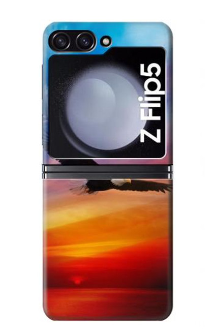 W3841 Pygargue à tête blanche volant dans un ciel coloré Etui Coque Housse et Flip Housse pour Samsung Galaxy Z Flip 5