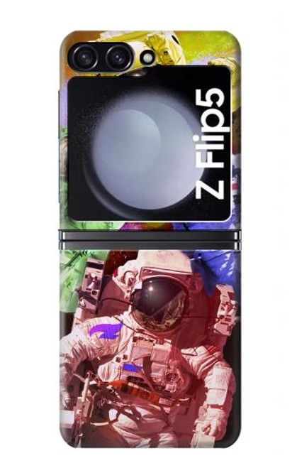 W3914 Galaxie colorée de costume d'astronaute de nébuleuse Etui Coque Housse et Flip Housse pour Samsung Galaxy Z Flip 5