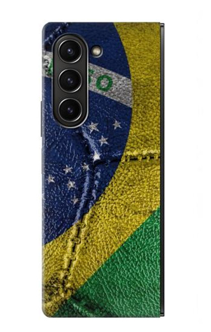 W3297 Brésil Drapeau graphique Football Millésime Etui Coque Housse et Flip Housse pour Samsung Galaxy Z Fold 5