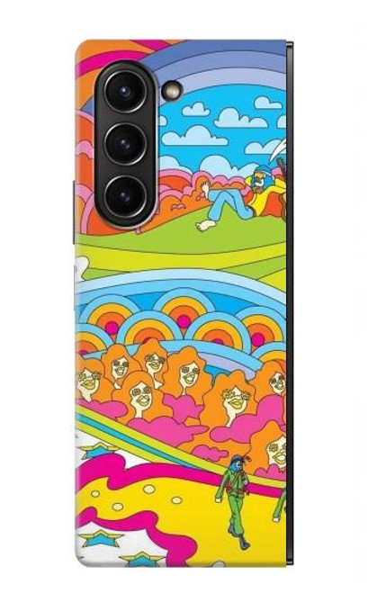 W3407 hippie Art Etui Coque Housse et Flip Housse pour Samsung Galaxy Z Fold 5