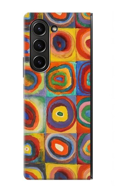 W3409 Carrés cercles concentriques Etui Coque Housse et Flip Housse pour Samsung Galaxy Z Fold 5