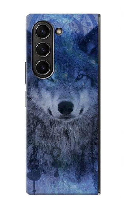 W3410 Loup Dream Catcher Etui Coque Housse et Flip Housse pour Samsung Galaxy Z Fold 5