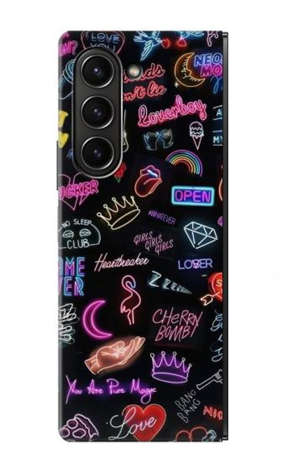 W3433 Néon graphique millésimé Etui Coque Housse et Flip Housse pour Samsung Galaxy Z Fold 5