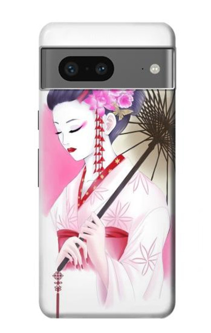 W2579 Traditionnelle japonaise Geisha Kimono Etui Coque Housse et Flip Housse Cuir pour Google Pixel 7a