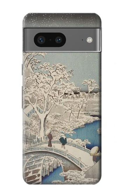 W3350 Utagawa Hiroshige Tambour Pont Yuhi Hill à Meguro Etui Coque Housse et Flip Housse Cuir pour Google Pixel 7a