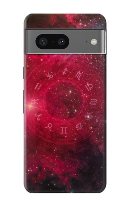 W3368 Zodiaque Rouge Galaxie Etui Coque Housse et Flip Housse Cuir pour Google Pixel 7a