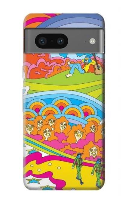 W3407 hippie Art Etui Coque Housse et Flip Housse Cuir pour Google Pixel 7a