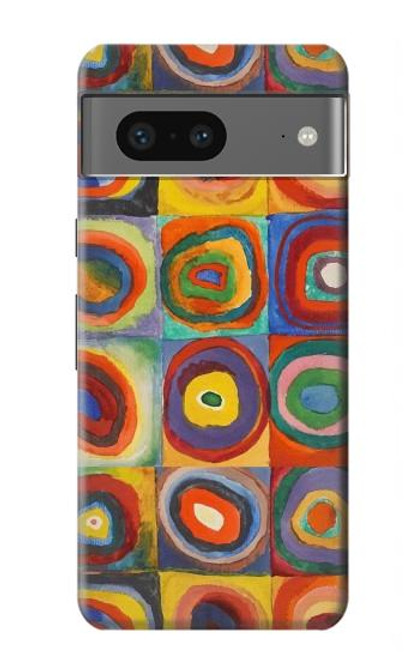 W3409 Carrés cercles concentriques Etui Coque Housse et Flip Housse Cuir pour Google Pixel 7a