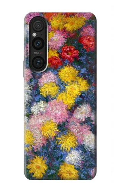 W3342 Claude Monet Chrysanthèmes Etui Coque Housse et Flip Housse Cuir pour Sony Xperia 1 V