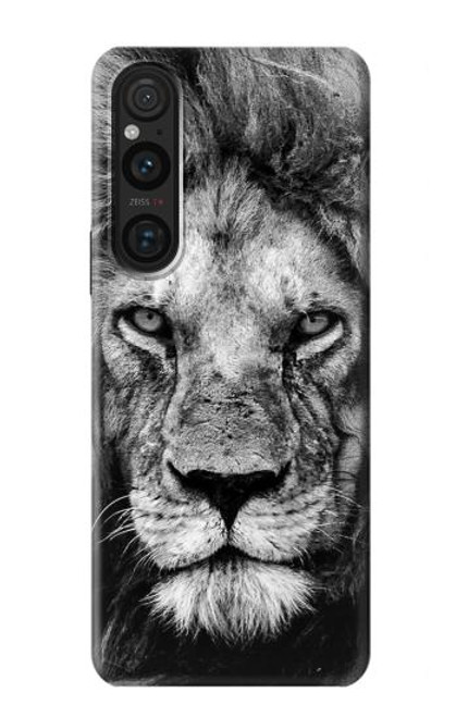 W3372 Lion Visage Etui Coque Housse et Flip Housse Cuir pour Sony Xperia 1 V