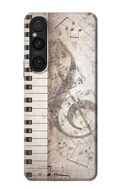 W3390 Note de musique Etui Coque Housse et Flip Housse Cuir pour Sony Xperia 1 V