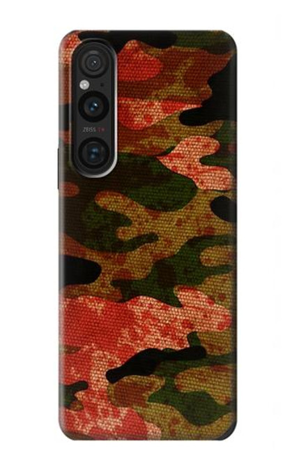 W3393 Camouflage sang Splatter Etui Coque Housse et Flip Housse Cuir pour Sony Xperia 1 V