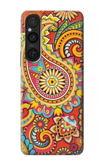 W3402 Floral Paisley Seamless Etui Coque Housse et Flip Housse Cuir pour Sony Xperia 1 V