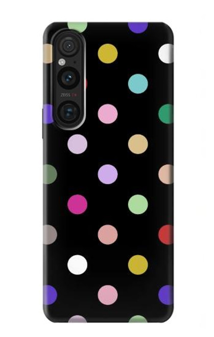 W3532 Coloré à pois Etui Coque Housse et Flip Housse Cuir pour Sony Xperia 1 V