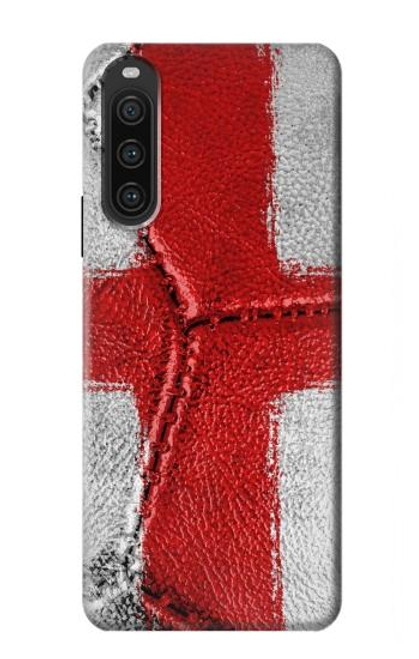 W3316 Angleterre Drapeau graphique Football Millésime Etui Coque Housse et Flip Housse Cuir pour Sony Xperia 10 V