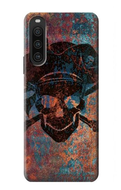 W3895 Pirate Crâne Métal Etui Coque Housse et Flip Housse Cuir pour Sony Xperia 10 V